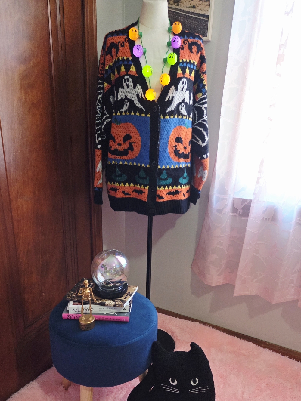 SHEIN Black & Orange Halloween Knit Cardigan